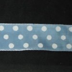 Nastro fantasia pois celeste e bianco 25mm